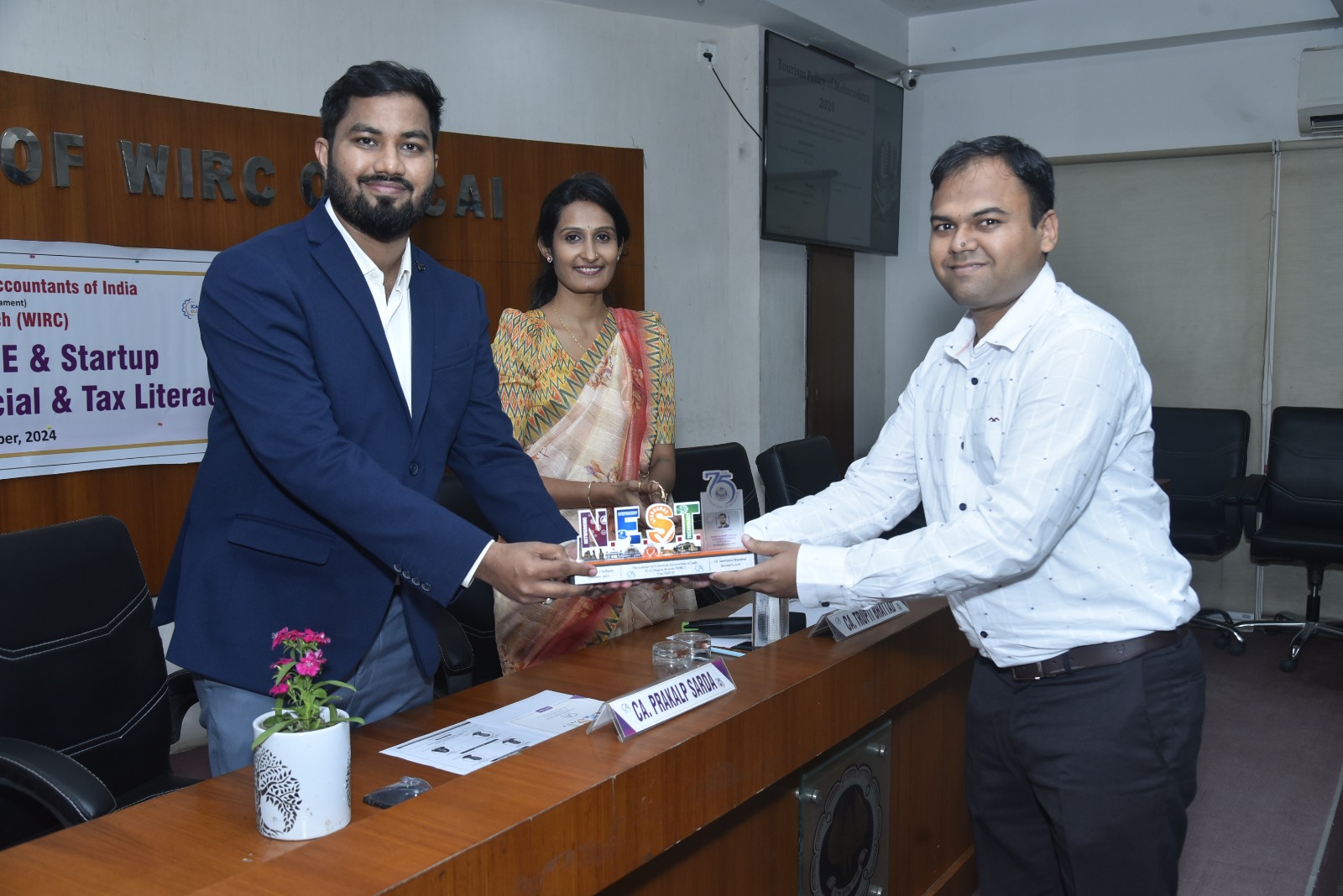 CA Prakalp Sarda being felicitated at the ICAI Nagpur Branch session